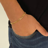 18k Gold Plated Thick Flat Link Bracelet For Men