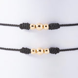 3 Balinese Red or Black Thread Bracelets in 18k Gold Plated for Couple