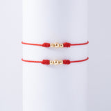 Pulseras 3 Balines de Hilo Rojo o Negro en Oro laminado 18k Para Pareja