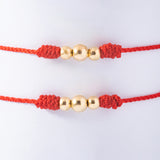 Pulseras 3 Balines de Hilo Rojo o Negro en Oro laminado 18k Para Pareja