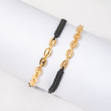 Pulseras Bliss de hilo negro en Oro laminado 18k Para Pareja