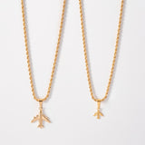 Set of Bow Chains + Airplane Pendants in 18k Gold Plated For Couple