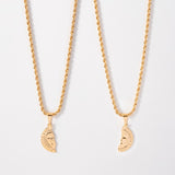 Set of Bow Chains + Coin Pendants in 18k Gold Plated For Couple