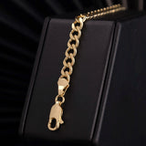 18k Gold Plated Thick Flat Link Bracelet For Men