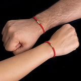 Pulseras 3 Balines gruesa de Hilo Rojo o Negro en Oro laminado 18k Para Pareja