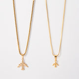 Set of Venetian Chains + Airplane Pendants in 18k Gold Plated For Couple